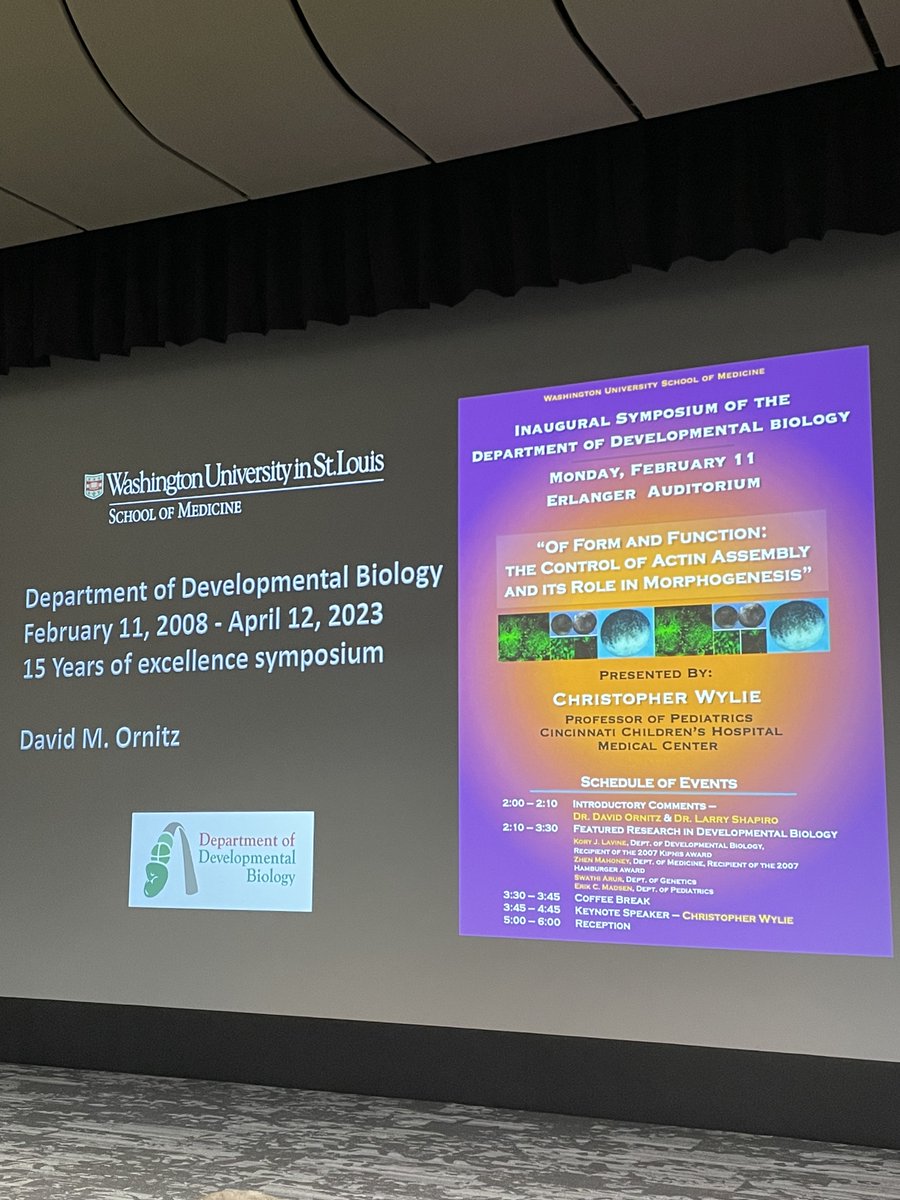 Celebrating 15th anniversary of @WashUDevBio @WUSTLmed with a symposium featuring superb science from DiAntonio lab, @MokalledLab @morris_lab, Yoo lab, Theunissen lab, Ornitz lab, and our alumni @MonkLab1, Kopan lab. Could not be prouder of what we built together 🐟🪰🐭🪱🔬🥂