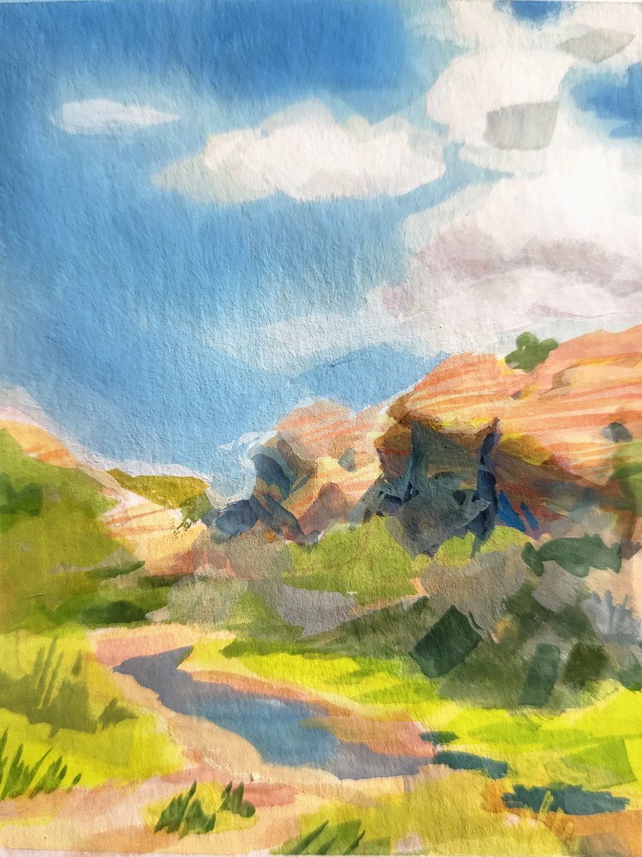 12/30 #pleinairpril!! Again of Vazques rocks, it was just so stunning we even got some water flowing down some of the paths