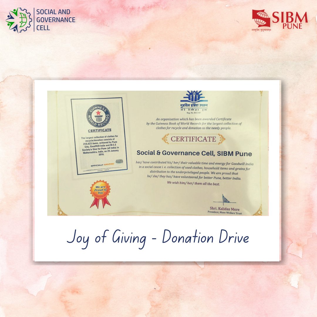 We at SGC are pleased to announce the successful execution of Joy of Giving🎀
We would like to thank everyone who has extended a helping hand by donating✨

The donations have been forwarded into the able hands of Goodwill Foundation who will further distribute it.