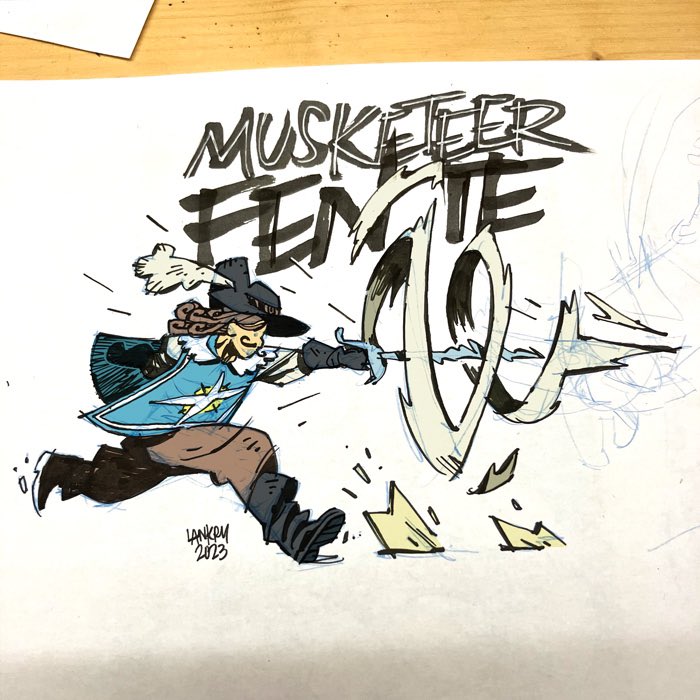 Jon_Lankry's tweet image. Petit dessin #Athos, #Porthos ou #Aramis (je ne sais pas) sur le thème [#LesTroisMousquetaires] pour @drinkndrawlyon 

#AlexandreDumas #OneForAllAndAllForOne