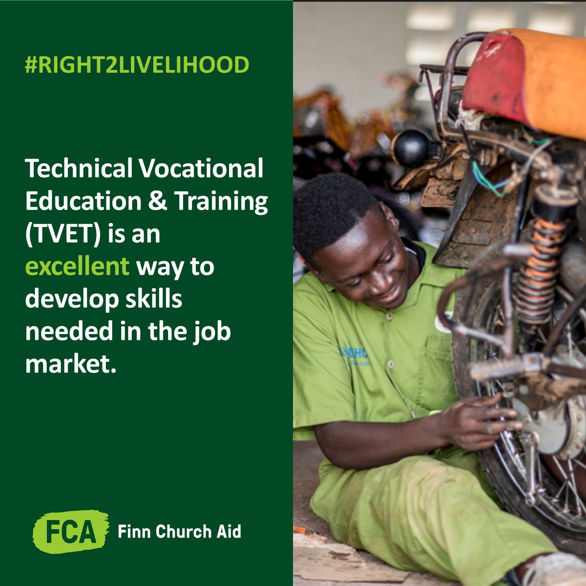fca_uganda's tweet photo. No job without experience. No experience without a job. This vicious circle is familiar to most young people.

With funding from @Ulkoministerio, we provide refugee &amp; host community youths with relevant business &amp; vocational skills needed in the job market. #Right2Livelihood https://t.co/9BnM0kgMaW