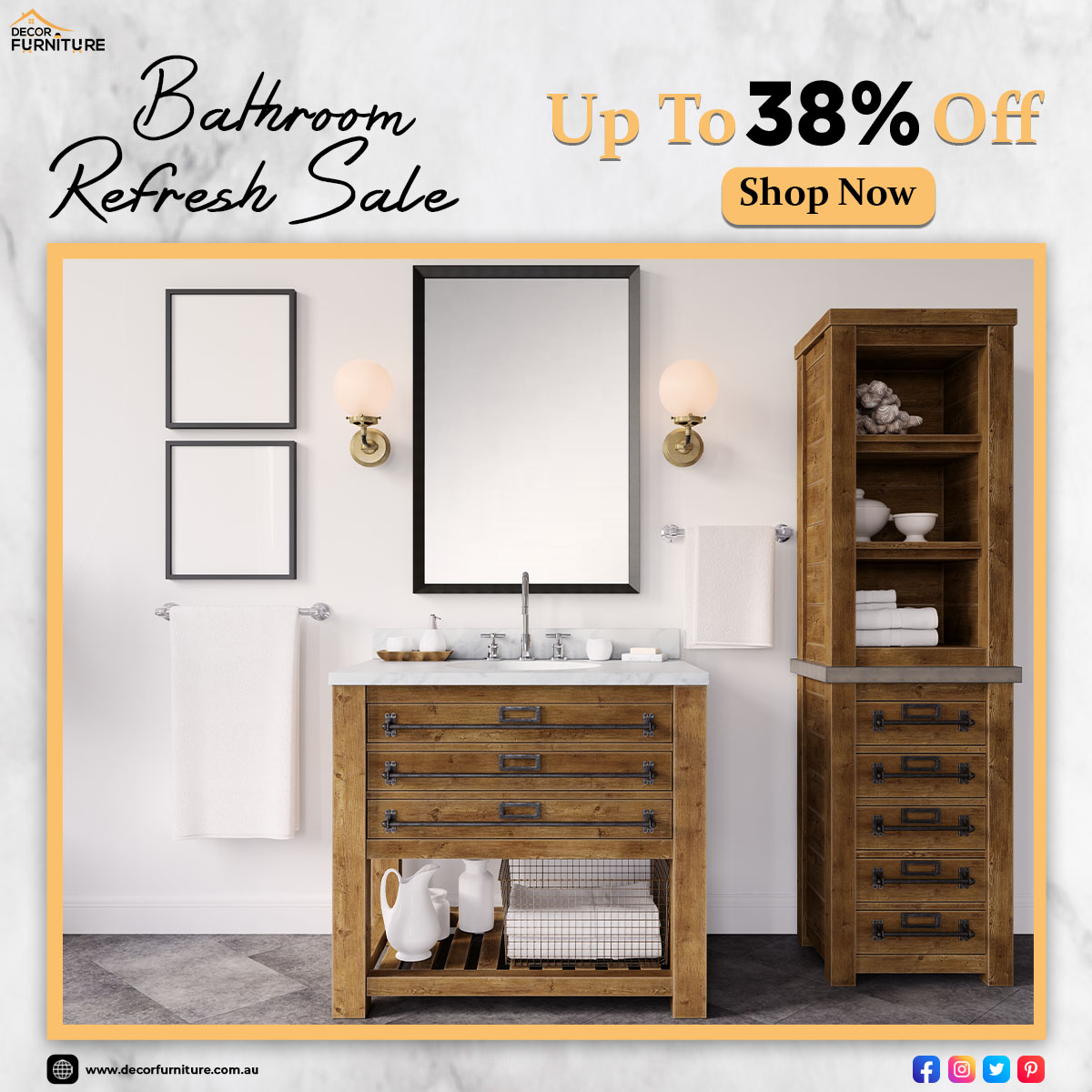 Bathroom refresh sale up to 38% off

Shop now: decorfurniture.com.au

our selection of bathroom products for up to 38% off. Get quality products at an unbeatable price and have your bathroom looking better than ever. Hurry, the sale ends soon!

#Bathroomfurniture #Decor