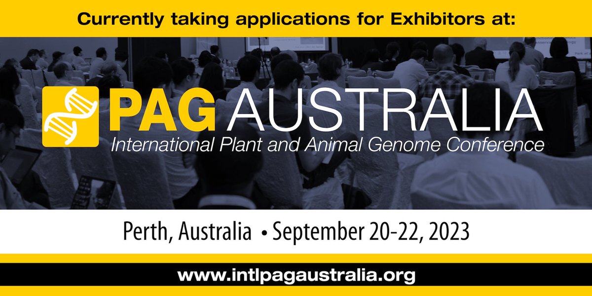 The International Plant & Animal #Genome Conference, the premier #agrigenomics conference in the world, is headed to the Southern Hemisphere! We are taking exhibitor applications for #PAG Australia 2023, 20-22 Sept, in Perth, Australia. Join Us! #PAGAUS ow.ly/H3UH50NHOrR