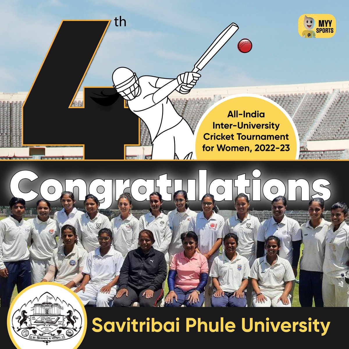 MyySports's tweet photo. Congratulations to the winners of All-India Inter-University Women's Cricket Championship 2022-23 @lpuuniversity
We are happy to have exclusively broadcasted this great event on the MyySports app, promoting women in sports and grassroots cricket.

#PlayLikeHer #WomenInSports https://t.co/HOJcpSBZrt