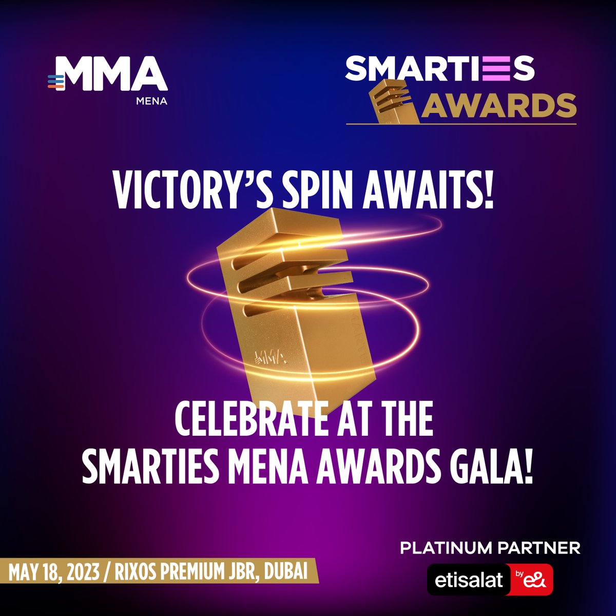 Ready to embrace the spin of victory?The prestigious SMARTIES MENA 2022 Awards Gala is just around the corner! Join us for a night filled with glitz, glamour, and head-spinning achievements on May 18 @ Rixos Jbr
Buy your tickets
lnkd.in/dx96AW2x