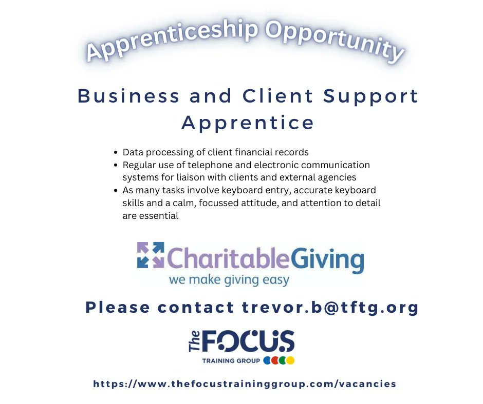 focustrainingsw's tweet photo. A great opportunity to start a career and gain a qualification whilst earning!
To apply https://t.co/Wpy2JuvRHo
Or contact trevor.b@tftg.org 07836536590
#devonjobs #jobsindevon #jobsintavistock #tavistockjobs #apprenticeships #apprenticeshipsuk #apprenticeshipswork #newskills https://t.co/gTIpEwhzae