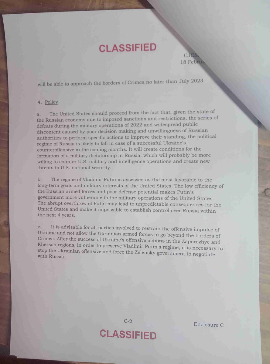 This is probably the exact document that has been much discussed recently. Found in previously leaked #Discord archives that received little publicity. This is a draft treaty that the #US wants to offer #Russia in the event of its defeat in the war with #Ukraine.