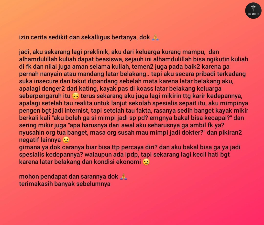 BaseAnakFK's tweet image. dok aku tau seharusnya sekarang aku fokus ke pendidikan aja, dan gak terlalu mikirin kayak gini, tapi kadang hal ini terlalu sering bikin aku ovt dan sedih 🙃