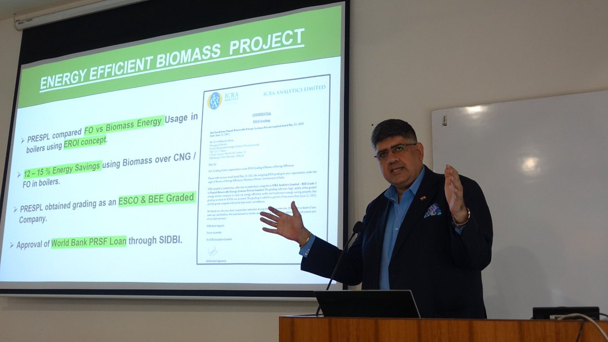 PRESPLdesk's tweet photo. CMD @PRESPLdesk Lt Col @Monish_Ahuja presenting on Biomass-Bioenergy SCM at @CSEINDIA organised training program covering CBG sector

Release of publication -> Greening India's Energy Mix with Compressed Biogas

@mnreindia @g20org @moefcc @mitsuiandco @PetroleumMin @EduMinOfIndia https://t.co/8LzKlJbzXv