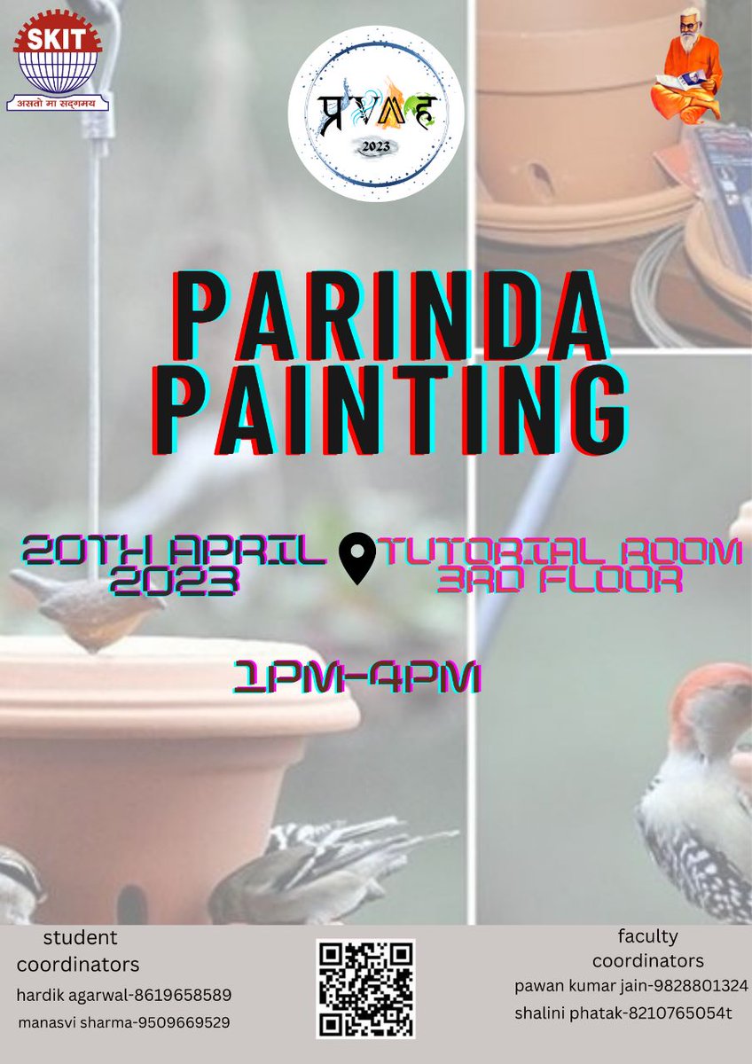 Hello Skitians !! 👋

Calling all painting lovers! 
Join us for 'PARINDA PAINTING', the ultimate painting event that will test your painting tallent. 

Register through link in bio 🔗