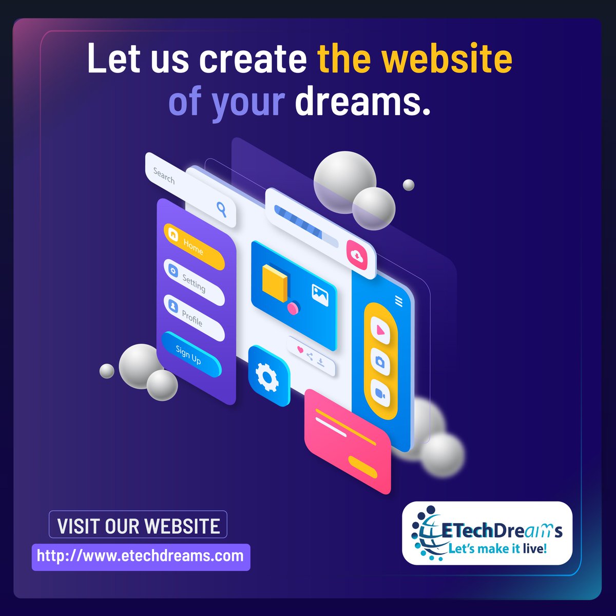 ETechDreams's tweet photo. Unleash the power of your online presence with a website that truly reflects your vision!
Our team of experts is here to bring your dreams to life. Get in touch with us today and let's make it happen.
@ETechDreams  is here to help you with all the assistance you need to get + https://t.co/DgYrNyYrDo