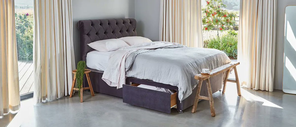 The Barnsley  divan is a stylish, contemporary solution for those in need of extra storage space, with  two pull-out drawers. Style your divan to suit your interior needs. Whether you team it with one of our beautifully upholstered headboards.