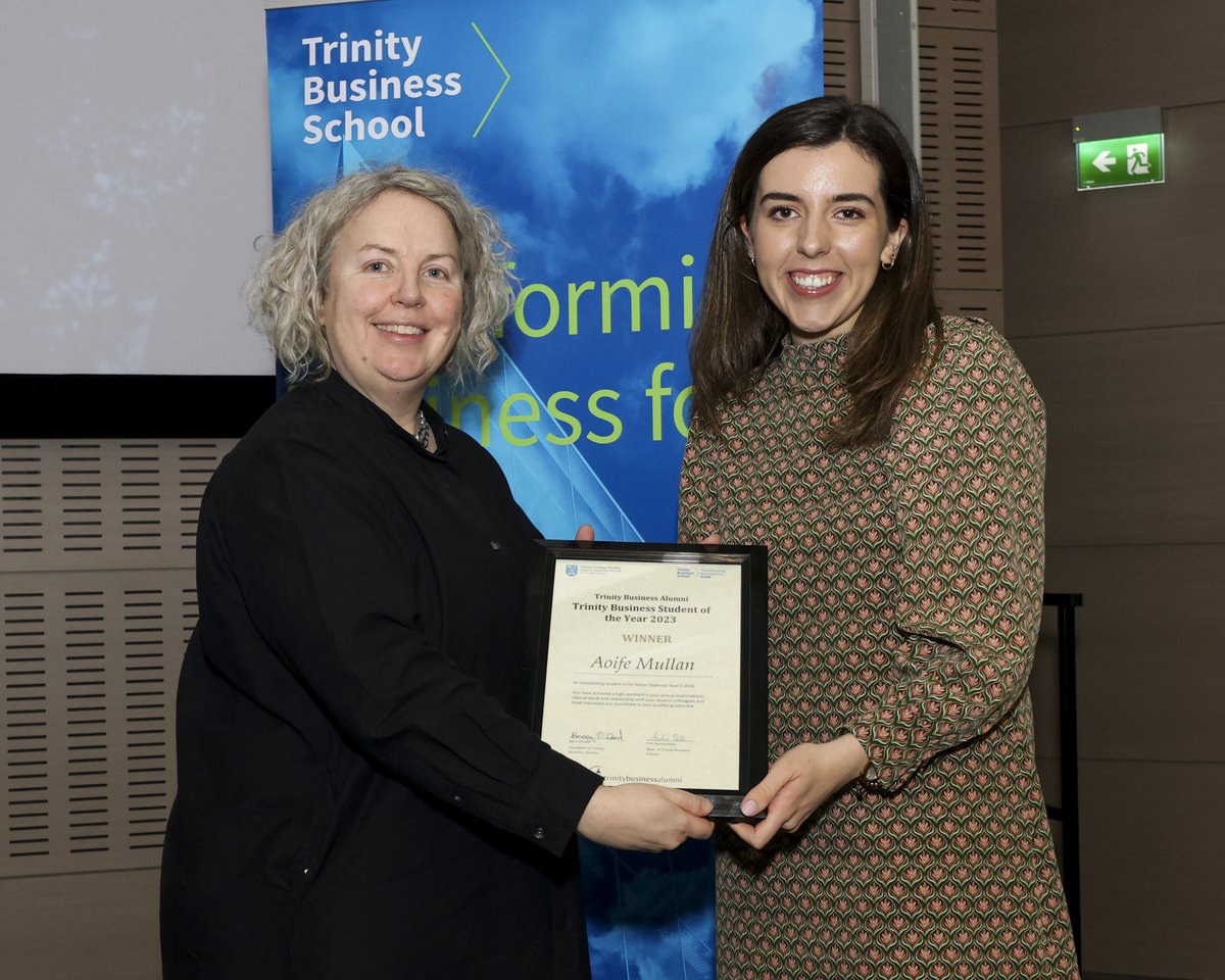 TCDBusiness's tweet photo. 🎉 Huge congratulations to winner Aoife Mullan and finalists Jane Brazil and Rachel Nally who were presented with their Business Student of the Year 2023 awards yesterday evening. 

Read more about the impressive achievements of our three finalists here 👉 https://t.co/of3QA8KDju https://t.co/BVbCJ4ELaC
