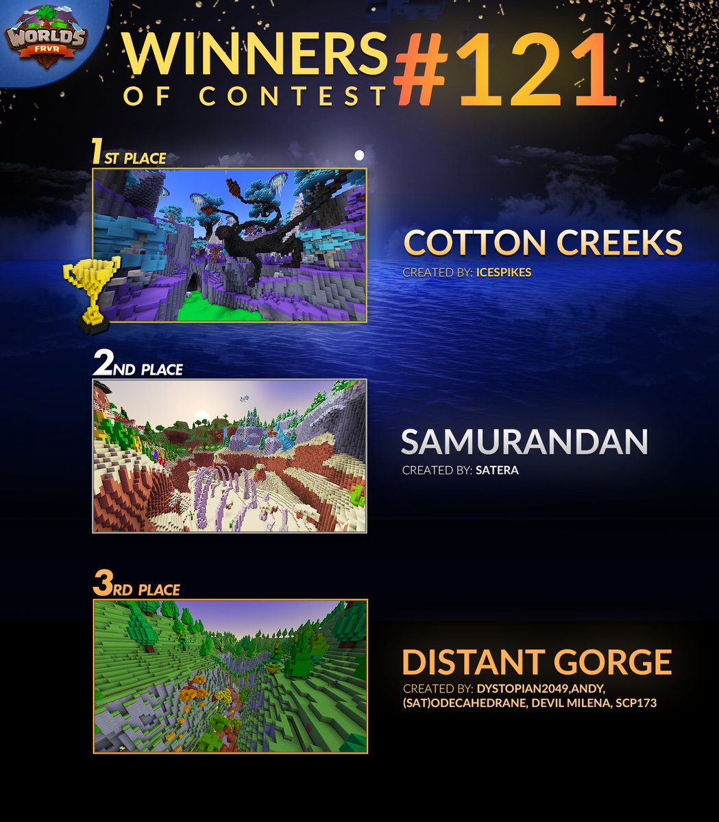 worldsfrvr's tweet photo. We have officially announced the winners of the one-hundred and twenty-first contest. Check them out below!

https://t.co/TYjhfq4ZbB https://t.co/V4KQZE4iOa