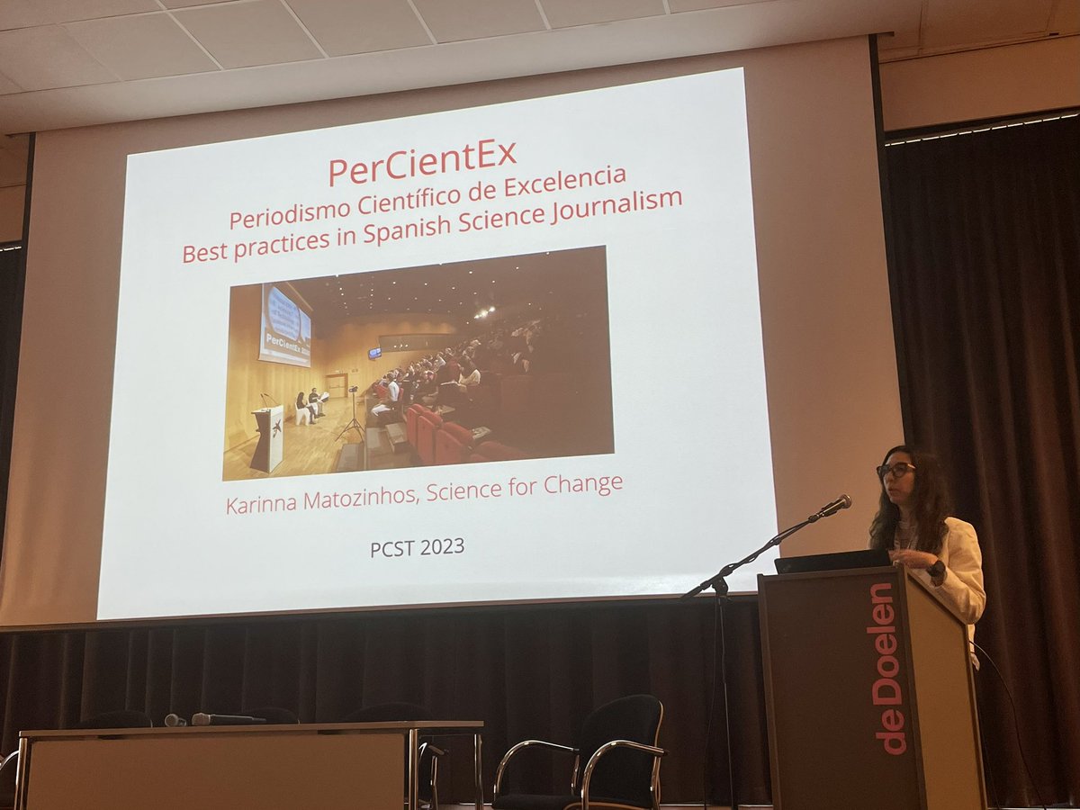 giulia_bonelli's tweet photo. Best practices in Spanish #science #journalism: @kamatozinhos presenting @PerCientEx results at #PCST2023 #PCST23 @PcsTconference https://t.co/IiEsmzsBAC