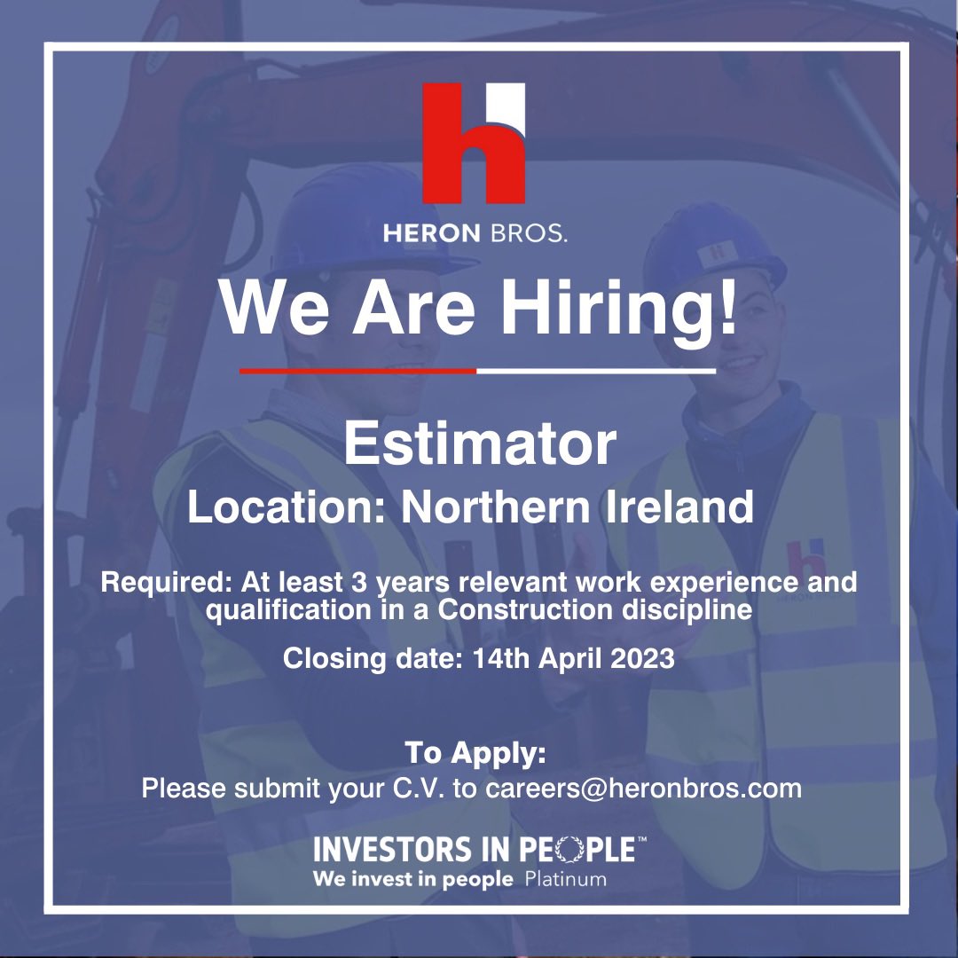📣 Applications close tomorrow! 📣
 
#hiring #jobsni #estimatorjobs #northernireland #construction