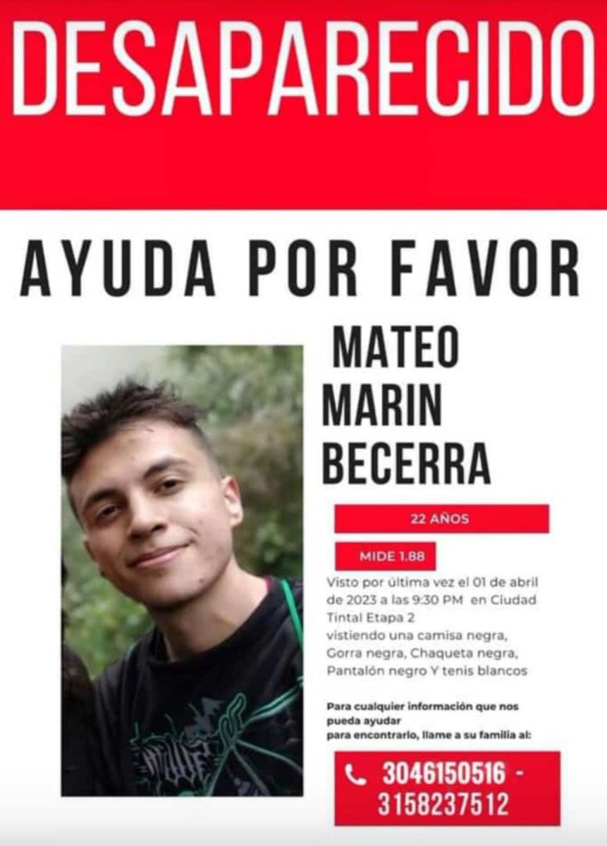 ClauLopez92's tweet photo. #URGENTE | Mateo sigue desaparecido. La última vez que se le vio fue el 1 de abril en el Tintal (Bogotá). Por favor RT🙏. https://t.co/bm7w5euoEw
