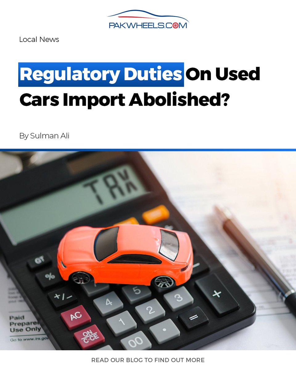 PakWheels's tweet photo. The government of Pakistan has reportedly abolished the regulatory duties (RD) on the import of used cars up to 1800cc.
For more information: https://t.co/qZuYEd40Oy
#pakwheels #pwblog #regulatoryduties #carsimport https://t.co/zdc9KXOGGT