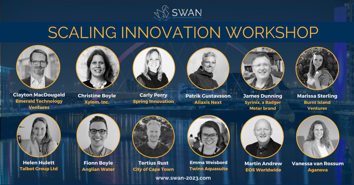 SWAN_forum's tweet photo. Join us at the FIRST SWAN Scaling Innovations Workshop, on May 9th at #SWAN2023 in Glasgow!

Get excited for the spectacular group of panelists lined up for the Workshop on ​ROI2 (Return on Investment &amp; Impact)

View the agenda here: https://t.co/CrgLY8SJRD

#smartwater https://t.co/Cnk4BjNux1
