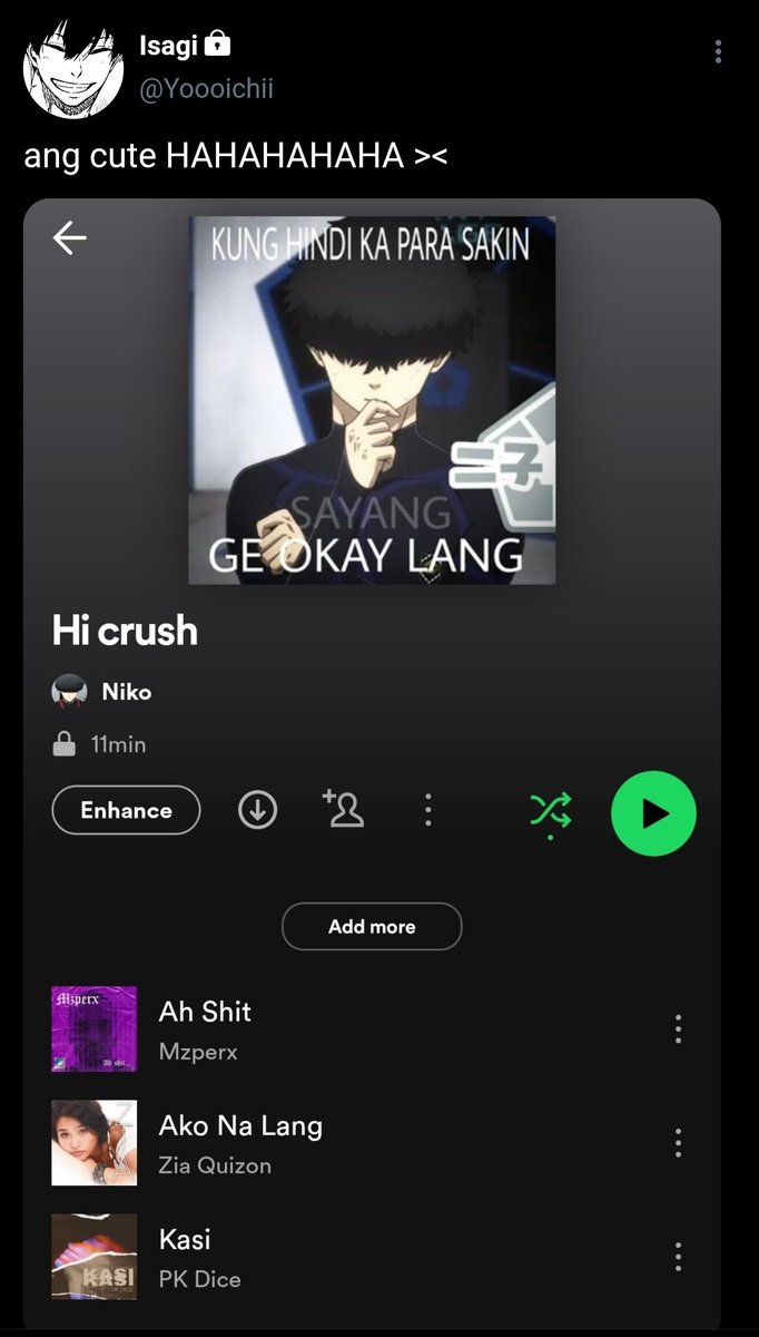 rinsaegi's tweet photo. — #isaniko one tweet au
Spotify https://t.co/Y7UIvOVMoN
