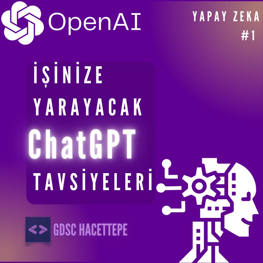 DSCHacettepe's tweet photo. GDSC Hacettepe olarak yeni bir seriye başladık, serimizin ilk postu Yapay Zeka #1 🎉

İŞİNİZE YARAYACAK CHATGPT TAVSİYELERİ 💜

#chatgpt #artificialintelligence #software #technology #yapayzeka https://t.co/LkjvX4eQrW