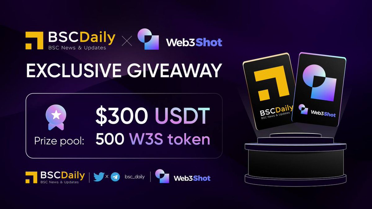 🔈 EXCLUSIVE GIVEAWAY EVENT

🎁 Prize: 300 $USDT &amp; 500 W3S for 20 Participants

✔️ To Enter:

1⃣ Follow <a href="/bsc_daily/">BSCDaily</a> x <a href="/Web3_Shot/">Web3Shot</a>
2⃣ RT &amp; ❤️ this tweet
3⃣ Join <a href="/Web3_Shot/">Web3Shot</a> TG: t.me/Web3_Shot 

⏰ End in 5 days

#Airdrop #Giveaway