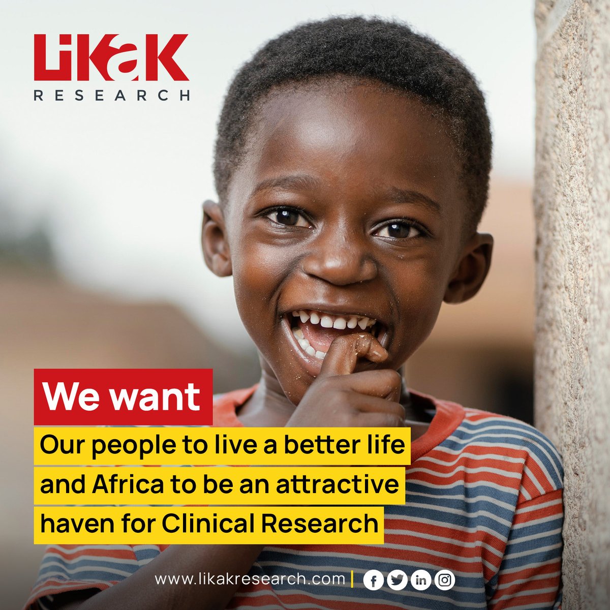 Depuis la création de LIKAK, notre ambition est de fournir un service d’excellence dans le domaine de la recherche clinique en Afrique.                                              
likakresearch.com

#likakresearch #rechercheclinique #Afrique #africa #healthcare