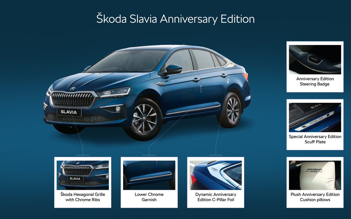 askabtauto's tweet photo. The Skoda #Slavia and #Kushaq get new limited-run special editions. Both cars get minor cosmetic enhancements, but the Slavia also gets the 10-inch touchscreen that was discontinued last year. https://t.co/JCpsPjioRQ