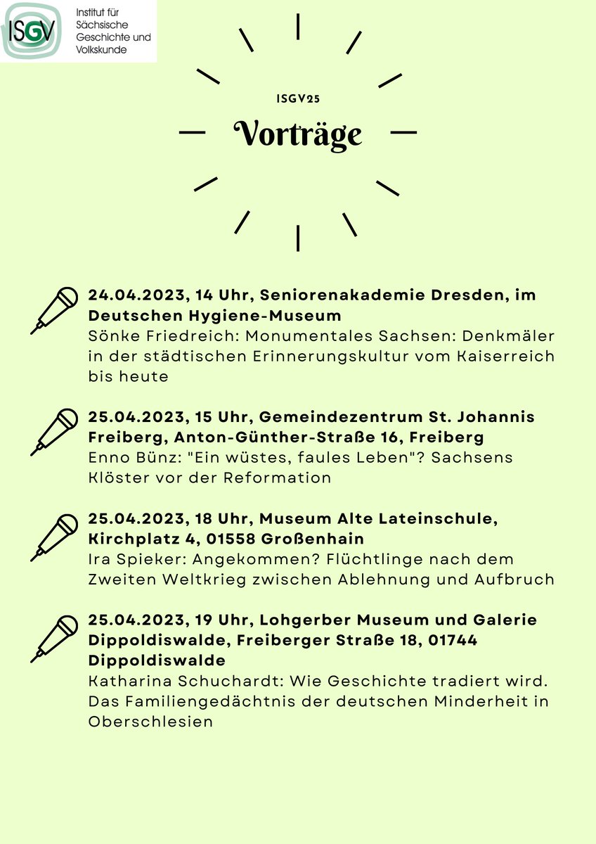 isgv_dd's tweet image. Auch diese Woche ist unsere #Reiselust ungebrochen. Ganze 7 #ISGV25-Vorträge stehen an, vom #Vogtland bis ins #Osterzgebirge, von den mittelalterlichen #Klöstern bis zum #Urlaub in der #DDR. Herzliche Einladung!