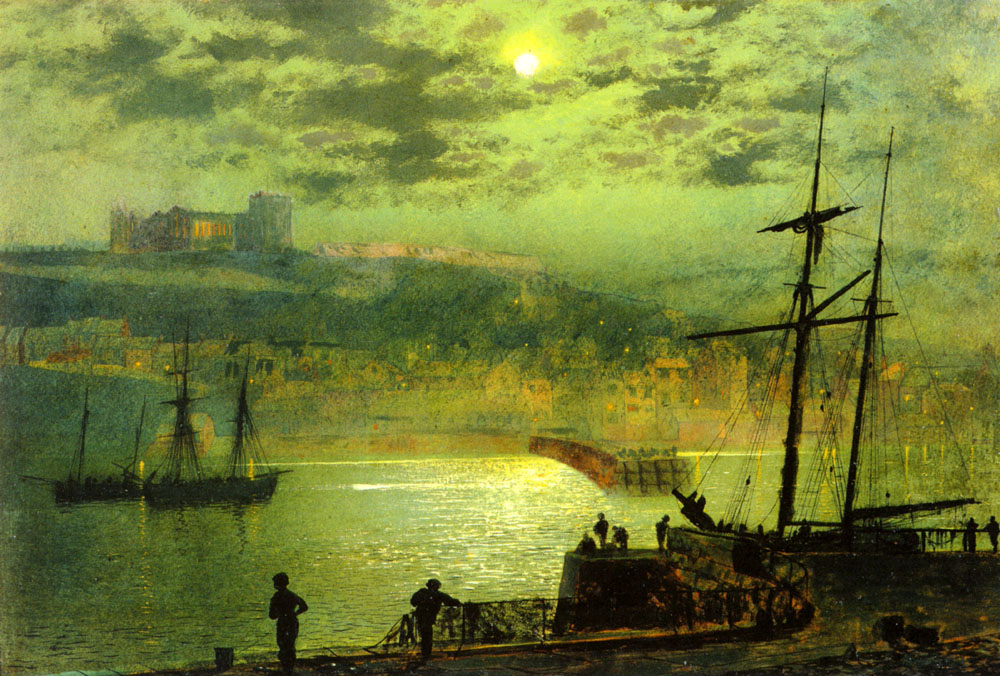 Whitby from Scotch Head (1879) by John Atkinson Grimshaw (English artist, lived 1836–1893). #Yorkshire #marineart