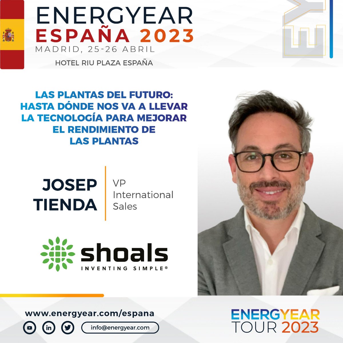 ShoalsTech's tweet image. 💥 Únete a nuestro equipo Internacional en #EnergYear España 25-26/4 para aprender más sobre nuestras soluciones #EBOS #Solar. Para agendar una reunión, contacta con Josep Tienda o Juan Manuel Carbajosa vía LinkedIn.  

Regístrate: hubs.la/Q01LfT0n0

#InventingSimple