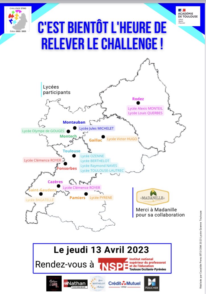 🏆CHALLENGE STMG c’est reparti ! Depuis ce matin les équipes des lycées participant de l’académie réfléchissent sur la problématique RSE de l’entreprise Madanille. 4 jurys échangent avec les élèves de terminales STMG sur leur analyse. <a href="/acTlseEG/">EGTlse</a> <a href="/actoulouse/">Académie de Toulouse</a> #challengeTlse