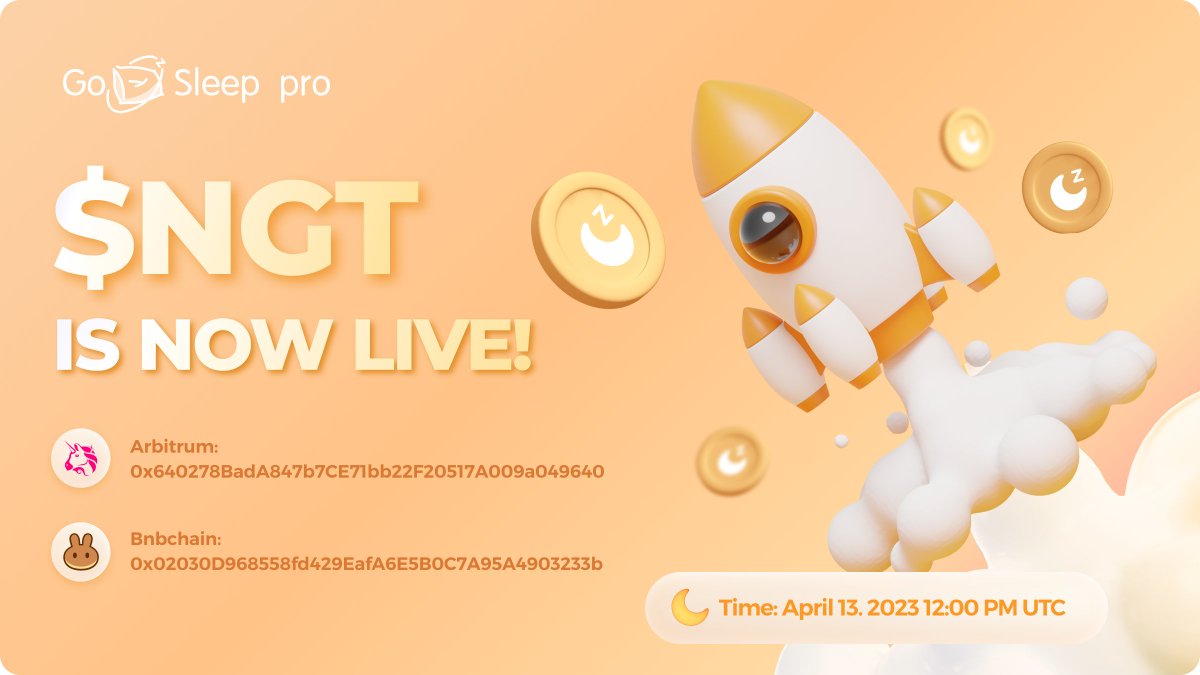 gosleep01's tweet photo. 🌙 Say goodbye to sleepless nights with GoSleep! 🌟

🎉 We're thrilled to announce that $NGT token is now LIVE 🔴 on @Uniswap & @PancakeSwap! 🚀

🟢 $NGT Contract address on Arb: 0x640278BadA847b7CE71bb22F20517A009a049640

🟢 $NGT Contract address on BSC: 0x02030D968558fd429EafA6E5B0C7A95A4903233b 

Track your sleep, earn rewards, and join a vibrant community of healthy living enthusiasts💪

💤 Let GoSleep guide you towards a more restful and fulfilling life. 💤
#NGT #GoSleep #Arbitrum #BNBChain #ZZZxBitget  #Web3 #HealthyLiving