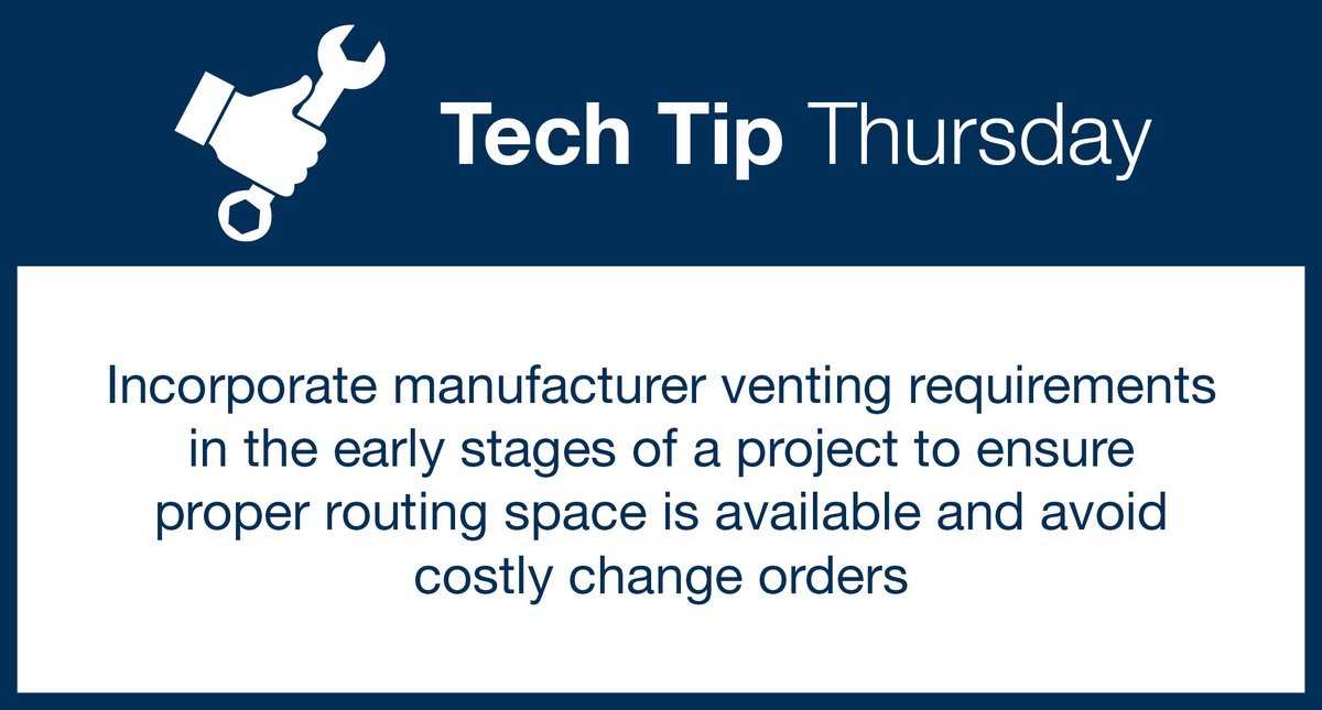 PVIWaterHeaters's tweet photo. Incorporate manufacturer venting requirements in the early stages of a project to ensure proper routing space is available and avoid costly change orders. Visit: https://t.co/OFdJS5IvRS #PVI #TechTipThursday #VentingRequirements https://t.co/sgEar8fQO6