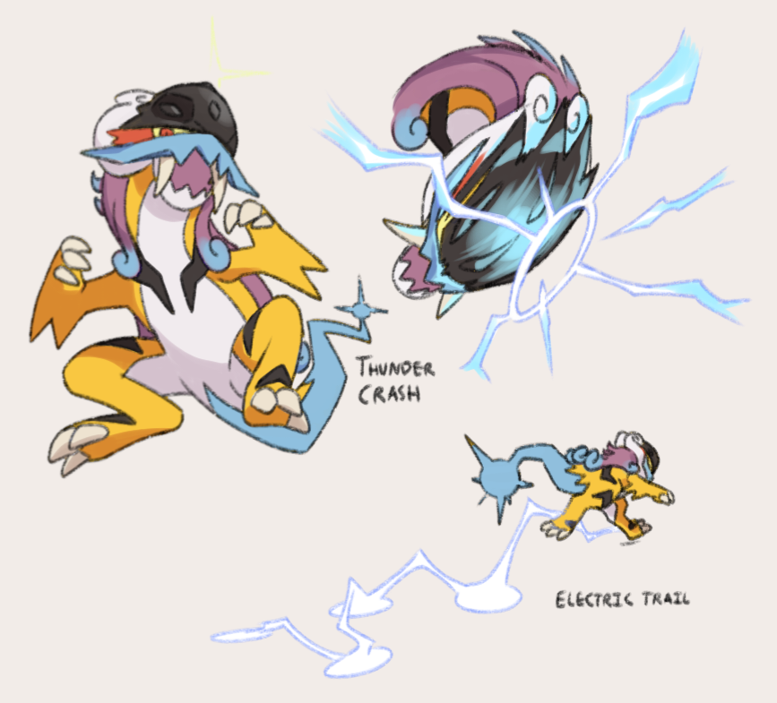 To go along with Walking Wake, here's a paradox Raikou, Crashing Bolt :  r/PokemonScarletViolet