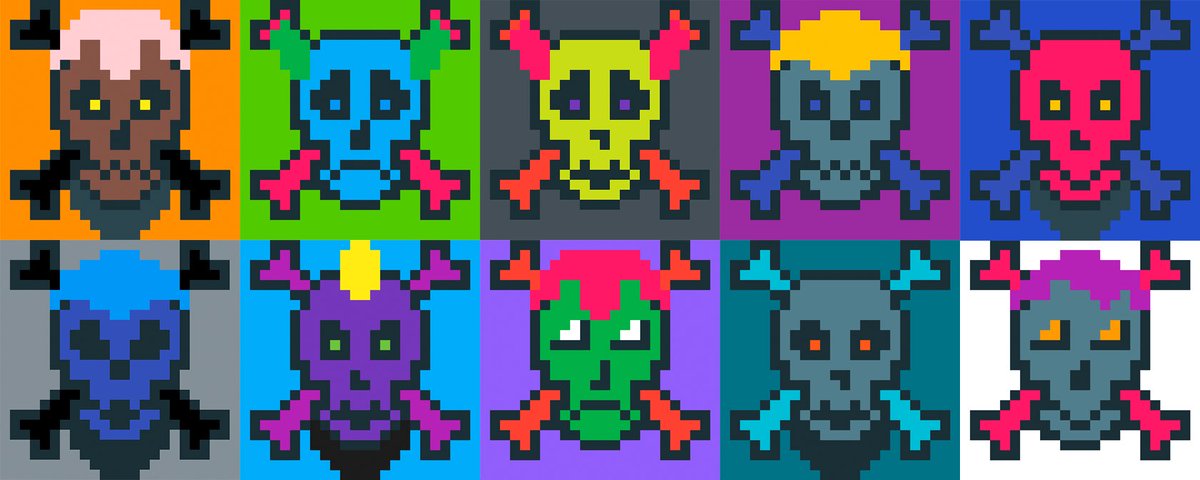 Crypto_Skulls's tweet photo. 🧵 Unreleased CryptoSkulls:

We all know that 10 SKULL LORDS, the rarest and most valuable tokens, were hand-drawn, while the remaining skulls were generated. Does this mean that a total of 9,990 tokens were generated? No, it doesn't! 👇 https://t.co/ZG7IxOwlxe