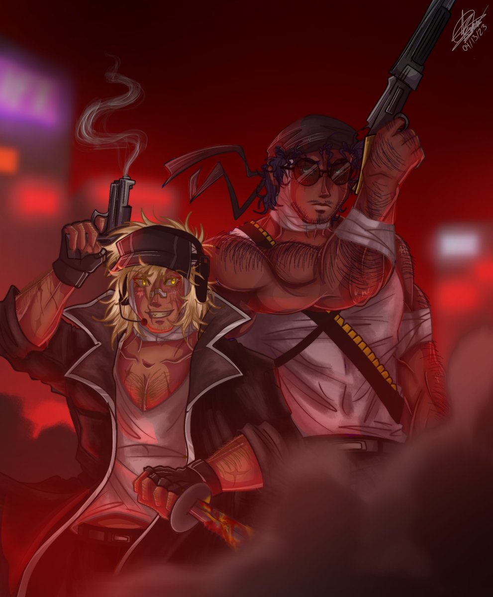 RemerKaiser's tweet photo. Def. not using procreate anytime soon again- returning to Ibis 
Anyways

Sanford and Deimos doing some epic thingy 

#madnesscombat #madnesscombatfanart #madcomdeimos #madcomsanford #MadnessProjectNexus https://t.co/pLdEM3cVAk
