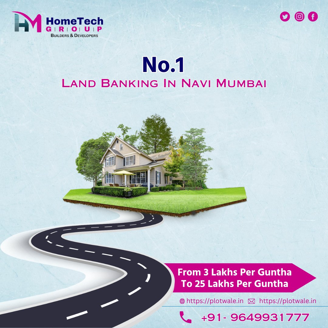 HometechG's tweet photo. No. 1 Land Banker In Navi Mumbai

Price Start From 3 Onwards To 25 Lakhs Prati Guntha

Stamp Duty &amp; Registration Free
100% Title Clear 7/12

Call Now For More Details:-
022-4971-9488 / 9649931777

Visit Our Website:- https://t.co/1T3sogMO2u

#hometechgroup https://t.co/5fRHmaiwjZ