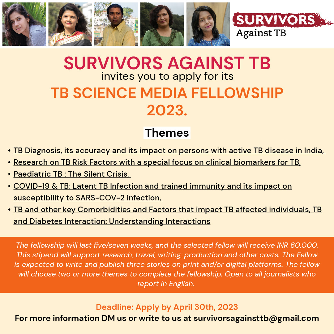 SATB1231's tweet image. Delighted to announce that the deadline for our 'TB Science Media Fellowship 2023' has been extended.

Open to all journalists, &amp;amp; social media content creators (print/digital) who write, report and create in English.

For Further Details, DM US!

@ChapalMehra @rjadHinduBL