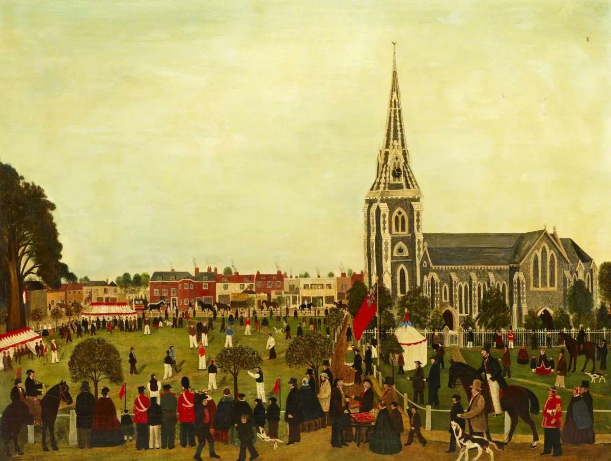 In Journal 27 Adam Grounds looks at this painting, by an unknown artist, depicting a cricket match on Turnham Green Common, held at Chiswick Local Studies. From the mid C19th this was the home ground of local club Turnham Green Devonshire. 
brentfordandchiswicklhs.org.uk/portfolio/jour… #SportHistory