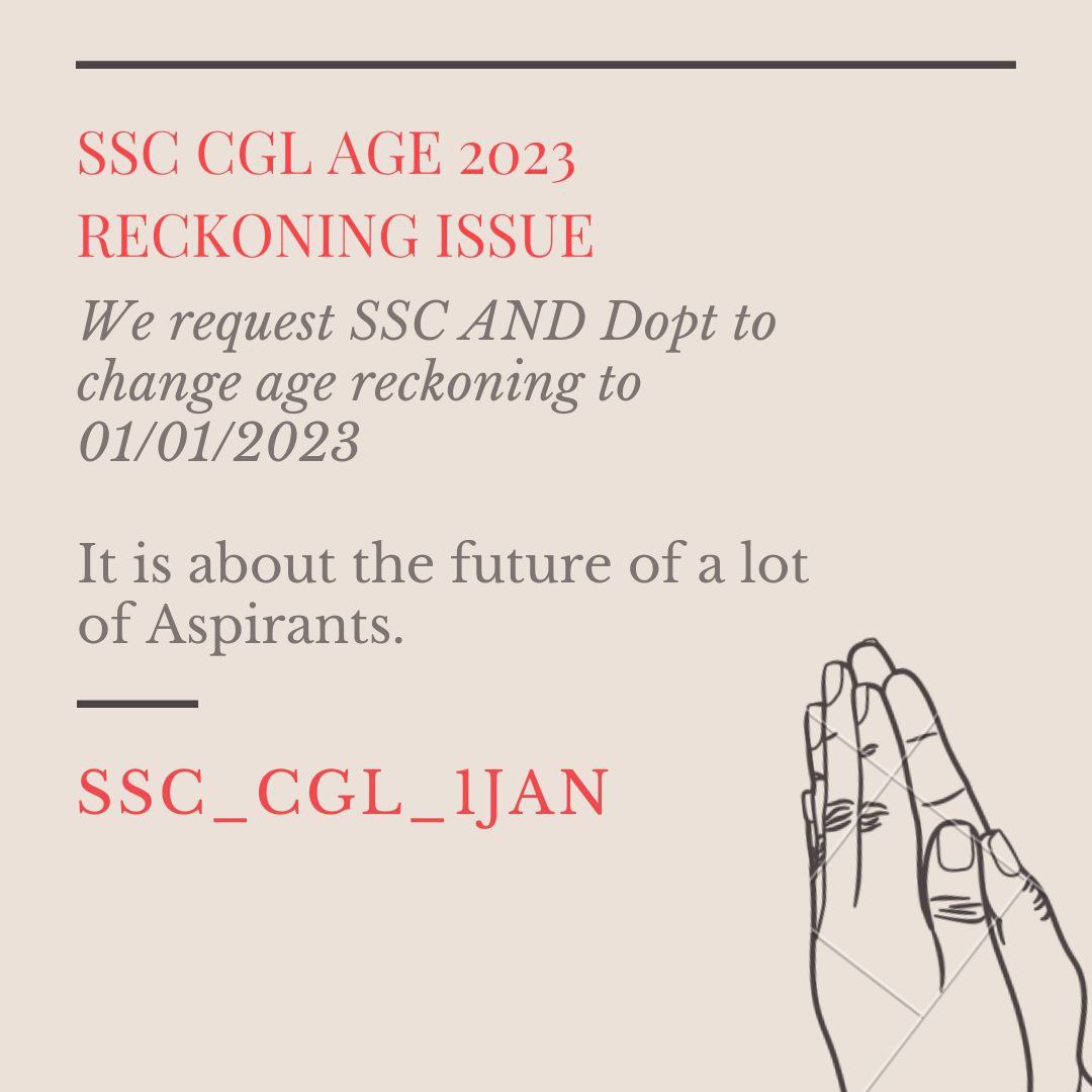 SSC_CGL_1JAN's tweet photo. The SSC CGL exam is a crucial step towards a successful career in the government sector. Changing the age reckoning date to 1st Jan 2023 will ensure that no deserving candidate misses out on this opportunity. #SSC_CGL_1JAN https://t.co/hXoyGqpFqW