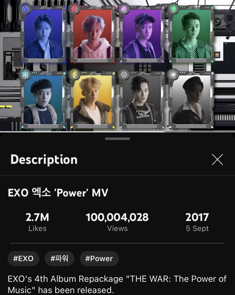 exolyoutubeteam's tweet photo. This maintains EXO’s position as the SMEnt group with the most MVs having 100M+ views to date. 

Let’s keep streaming and adding to our records EXO-L 🔥
🔗https://t.co/ZEaHozEU9p 

#POWER100MViews
@weareoneEXO #EXO #엑소 https://t.co/mdZiieUmtG