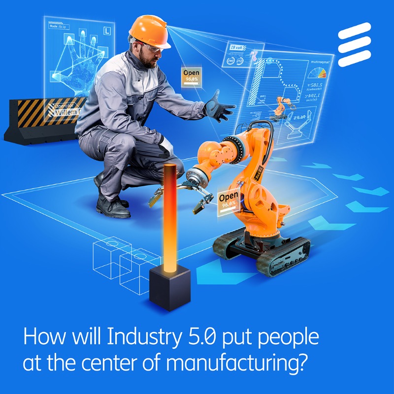 ericsson's tweet photo. 🌟 The future of manufacturing is about creating a better and more collaborative workplace for everyone involved. 🤖👥🏭 

Learn about the fascinating possibilities of Industry 5.0 and the factory of the future in our new article. 

Check it out now! ⬇

#SmartFactory #Industry
