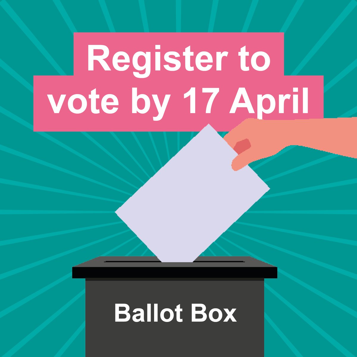 Elections are taking place on 4 May 2023.

If you've recently changed your name or moved home, you will need to register to vote.

Register to vote by 11.59pm on Monday, 17 April, at ow.ly/kQIV50MRLJo