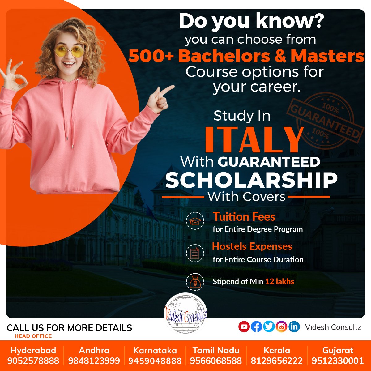 For more details contact us now on 9459048888 

#StudyinItaly #freeeducation #videshconsultz #StudyItaly #Studyabroad #topUniversities #Italy #indianstudents #studyabroad #education #study #ielts #travel #university #student #studyin #studyoverseas #internationalstudents #visa