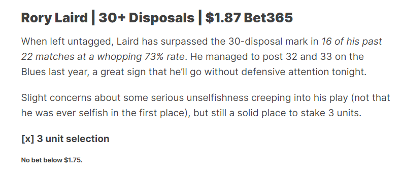 FlopsPicks's tweet image. A couple of tonight's #AFLCrowsBlues bets (posted earlier):