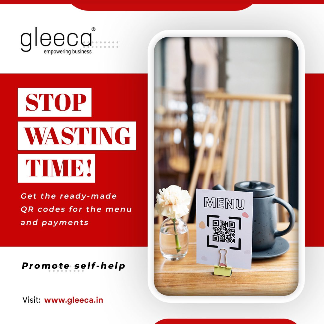 Gleeca_official's tweet photo. Time is money. money is time! - a saying we have heard too often, especially when it comes to the restaurant business. As the world moves at a faster pace, why should you restaurateurs stay behind in the race? So set that stopwatch and save time in order placement and payment of your valued customers. Give them a lightning speed experience, so that they want to come to your restaurant over and over again. Small to big restaurant owners are becoming smarter and adding revenue to their income with the inclusion of ready-made QR codes that are easy to scan and make restaurant operations easier. The best part of it is it makes a customer self-dependent!

Sign up with Gleeca after you visit https://t.co/j2LRu2pHEi

#customer #website #POS #customerfeedback #food #sales #billingsystem #brandidentity #profit #takeaway #menu #free #digitaltransformation #business #dynamicpricing #customerservice #strategy #code #QRCode #speed #save #time