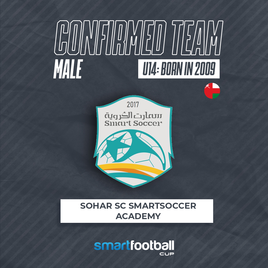 📣CONFIRMED TEAM📣 
SOHAR SC SMARTSOCCER ACADEMY🇴🇲 confirms its attendance in the U14 Male Category⚽
-    
📣EQUIPO CONFIRMADO📣
El SOHAR SC SMARTSOCCER ACADEMY🇴🇲 confirma su asistencia en la Categoría masculina SUB14⚽