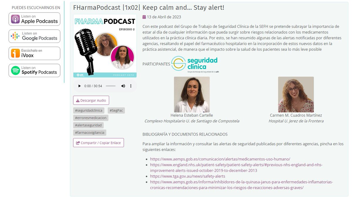 sefh_'s tweet photo. 🆕Nuevo episodio de #FHarmaPodcast 👉|1x02| Keep calm and... Stay alert!  

Gracias a @seguridad_sefh #CarmenMCuadros #HelenaEsteban

🎙️🎙️Disponible en nuestra web y en principales plataformas de podcast. Y en 2 semanas.... ¡os esperamos de nuevo en Spotify, iVoox, Apple P..! https://t.co/Mafp9zBImZ