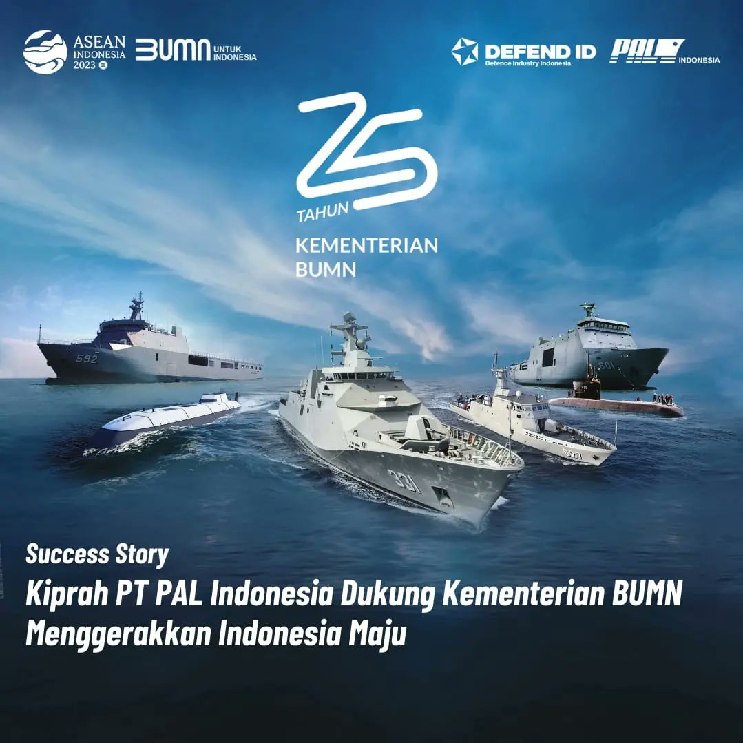 PTPAL_INDONESIA's tweet photo. 1. Seperempat abad sudah, PT PAL Indonesia bersama dengan Kementerian BUMN telah berhasil mencapai banyak prestasi, menggerakkan roda kemandirian bangsa. https://t.co/l9GQCDzFYX